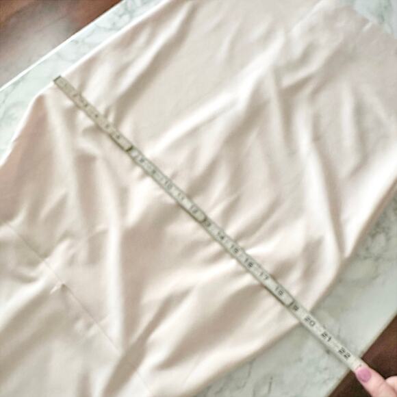 Calvin Klein Pale Peach Crepe Balloon Sleeve Belted Sheath women’s size 12 NEW - Picture 13 of 15